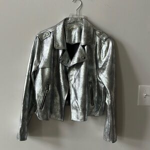 Metallic Began Leather Coat